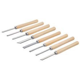 Wood Lathe Turning Tool Set, 8PCS, Lathe Chisel Set with Carbon Steel Blade, 2 Skew, 1 Spear Point, 1 Parting, 1 Round Nose, 3 Gouge Tools