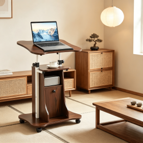 Adjustable Mobile Standing Desk Cart with Tilt Desktop And Cabinet for Home Office Organization And Storage