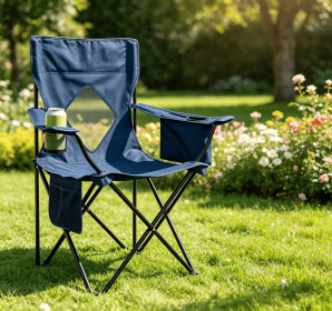 Folding Camping Chair Mesh Backrest Solid Metal Frame with Carrying Bag Outdoor Portable Reclining Camp Seat