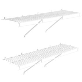 Wire Shelf Kit, 4 ft, Set of 2, Wall Mounted Wire Shelves, Heavy-Duty Carbon Steel Hanging Shelf, Floating Wall Storage Shelves with Dip Coating