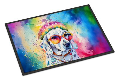 NEW Dalmatian Hippie Dawg Doormat Front Door Mat Indoor Outdoor Rugs for Entryway, Non Slip Washable Low Pile, 18H X 27W