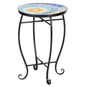 Blue Hawaiian Sun Mosaic Round Terrace Bistro Table