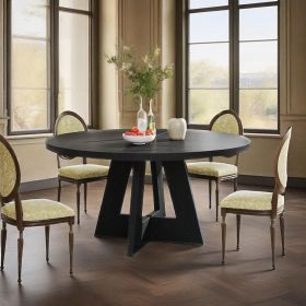 120 Cm round Dining Table for 4 People Country House Style with Wooden Tabletop And Legs Traditional Farmhouse Dining Table