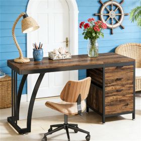 150 Cm Industrial Computer Desk with Reversible Drawer Cabinet - Home Office Desk Large Size Writing Table