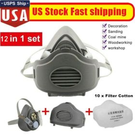 Reusable Half Face Cover Respirator Dust Mask For Woodworking Painting Welding-Logistics Only For USPS. TK And TMEU Only For Self-pickup (Option: defaulttitle)