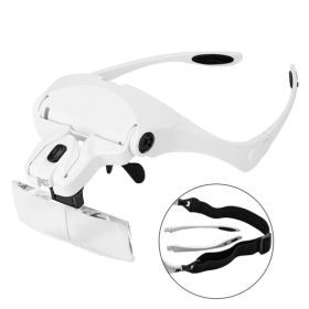 Five Sets Of Optical Lenses In The Dual-LED Headwear Magnifying Glass Style (Option: asshown)