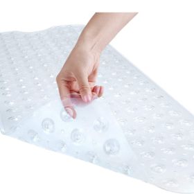 Bath And Shower Safety Mats 40x16 Inch, Non Slip With Suction Cups For Bathroom Stall And Tub Floor, Extra Large And Machine Washable, Drain Hole (Option: Color Clear)