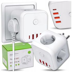7-in-1 Electrical Socket Adapter 250V 4000W (Option: asshown)