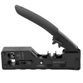 RJ45 Crimping Tool Wire Stripping Cutting Vertical Crimping Network Cable Pliers With Through-hole Cat7 Cat6 Cat5 8P6P Pliers (Option: UniversalRJ45CrimpingTool)