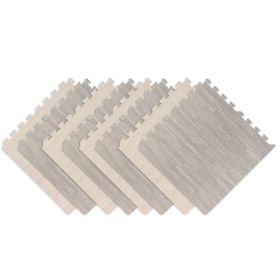 8-Piece Interlocking Wood Grain Foam Mat, Non-Slip And Wear-Resistant Floor Mat, Soft And Cushioning, Suitable For Living Rooms, Bedrooms/Childre (Option: Gray)