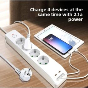 4-Way Power Strip With 2 USB-A And 2 USB-C Ports, Surge Protected Outlet Extender (Option: ASSHOW)
