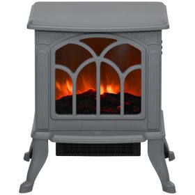 Electric Fireplace Heater, Freestanding Fireplace Stove with Realistic Logs and Flame Effect, 750W/1500W, Gray (Option: Gray-395x270x440 mm)