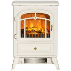 Fireplace Stove, Electric Fireplace Heater with Realistic LED Flames and Logs, 725W/1450W, Beige (Option: Beige-450x335x565 mm)