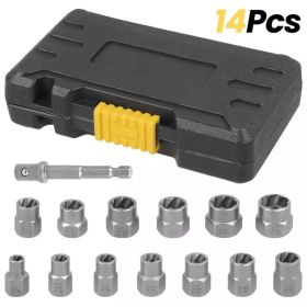 Reverse Thread Sleeve Sliding Thread Sleeve 14-piece Set 14pcs Nut Reverse Thread Sleeve Remover [Black Box] (Option: asshown)