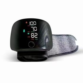 Wrist Sphygmomanometer Rechargeable Blood Pressure Meter Wrist Blood Pressure Eter Smart Touch Screen Blood Pressure Meter Household Electronics (Option: Wrist Black Arabic Voice-USB)