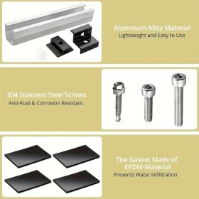 12cm U-shaped Rail Solar Photovoltaic Bracket Silver Rail Six-piece Set (Option: asshown)