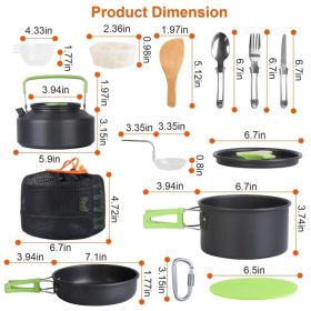 16Pcs Camping Cooking Ware Set Camping Stove Cookware Kit Aluminum Pot Pan Kettle Set With Bowls Knife Fork Spoon Carabiner Spatula Cutting Board (Option: asshown)