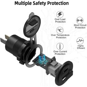 DaierTek 12V 48W USB Charger Outlet Waterproof Charger Socket PD Type C And QC3.0 USB Port USB Socket For Car Boat Marine Truck (Option: asshown)