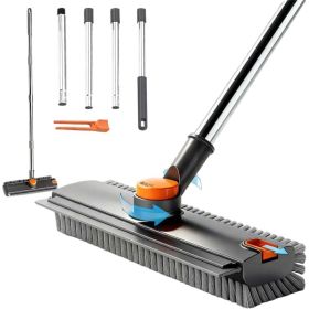 Floor Scrub Brush With 54in Adjustable Long Handle, Grey&Orange  3 In 1 Floor Scrub Brush With Scraper And Stiff Bristle, Heavy Duty Floor Scrubb (Option: Black)