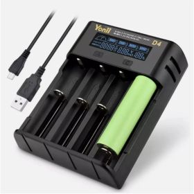YONII 4-Slot USB LCD Smart Battery Charger For NiMH Li-ion SC/F6 AA AAA Batteries, 2025 (Option: ASSHOW)