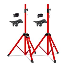 5 Core Speaker Stand 2Pcs Tripod Floor Tall Adjustable Up to 72 Inch DJ Studio Monitor Stands Pole Mount (SKU: SS ECO 2PK RED WoB)