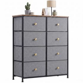 8-Drawer Fabric Dresser with Solid Wood Top, Tall Storage Chest for Bedroom, Living Room, Or Entryway, Ideal As a Tower Cabinet, Hallway Organize (Color: Blue)