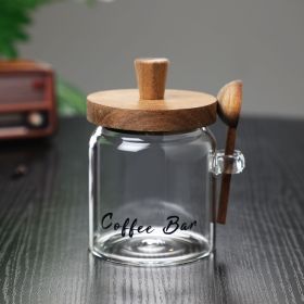 1 Pcs 15 OZ Glass Coffee Jars With Spoons, Candy Jars, Biscuit Jars, Storage Jars, Tea Jars, Snack Jars, Seasoning Jars, Salt Jars, Pepper Jars (model: small)