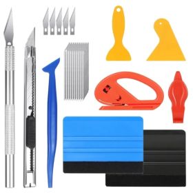 Pro Applicator Tool Kit Window Tint Film Car Wrapping Tools Includes Felt Squeegees, Plastic Scraper, Wrap Knife And Blades, Magnetic Holders, Fu (Option: CarFilmToolSet)