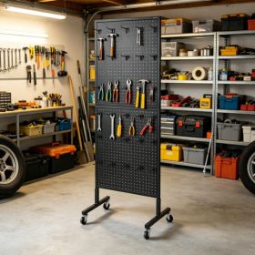23.6 X 63 In Standing Pegboard Display Stand, With 30 Hooks For Grocery & Jewelry Shop (Option: 03197707)
