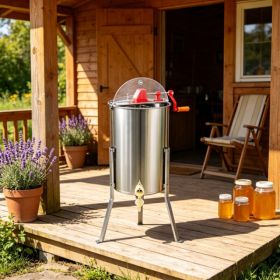 3-Frame Manual Honey Extractor, Stainless Steel Beekeeping Honey Spinner With Adjustable Stand & Lid (Option: 46551857)